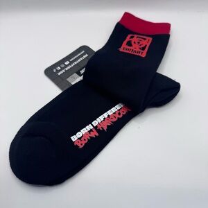 4 PAIR Crew Length Gym Socks, Lg, Black, w/Mutant Born Hardcore Logo, NWT